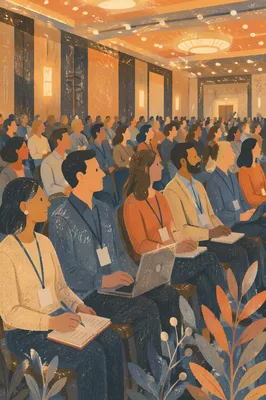 Professional Conference Audience in Warm Ballroom