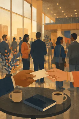 Business Card Exchange at Professional Conference