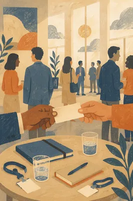 Professional Networking Card Exchange at Conference