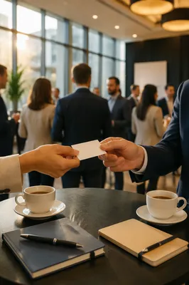 Professional Networking Card Exchange at Conference