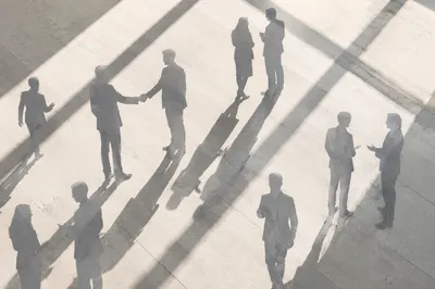 Elegant Networking Event Shadows in Conference Hall