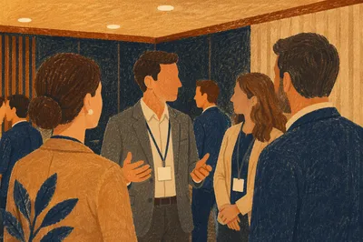 Professional Networking Conversation in Conference Breakout Room