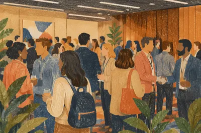 Professional Networking Event in Modern Conference Venue