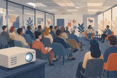 Professional Networking Conference in Modern Meeting Room