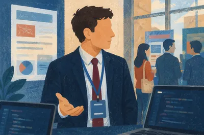 Professional Networking Conference Booth Conversation