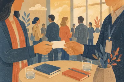 Professional Business Card Exchange at Conference