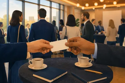 Professional Networking Card Exchange at Conference