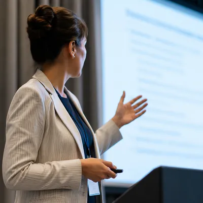 Professional Presenter at Business Conference Stage