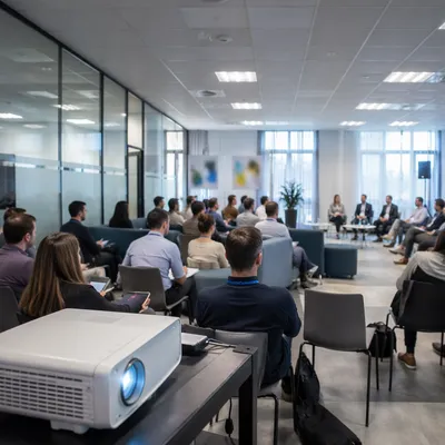 Professional Networking Conference in Modern Meeting Room