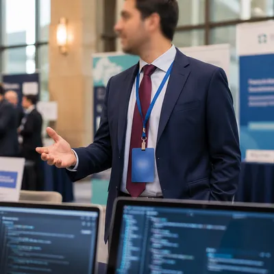 Professional Networking Conference Booth Conversation