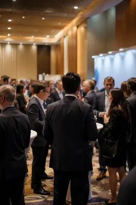 Professional Networking in Modern Conference Hall