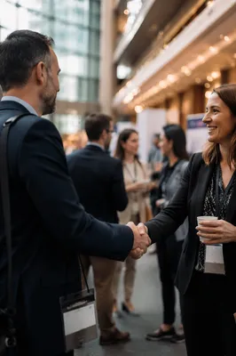 Professional Handshake at Business Networking Conference