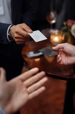 Professional Business Card Exchange at Conference