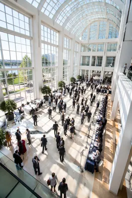 Professional Networking Conference in Modern Glass Atrium
