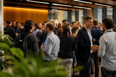 Professional Networking Event in Modern Conference Venue