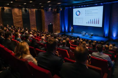 Professional Conference Auditorium with Networking Audience