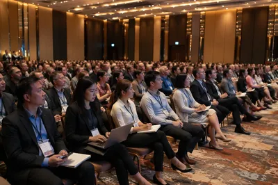 Professional Conference Audience in Modern Ballroom
