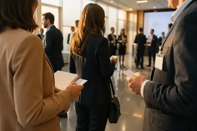 Professional Networking Event in Modern Atrium