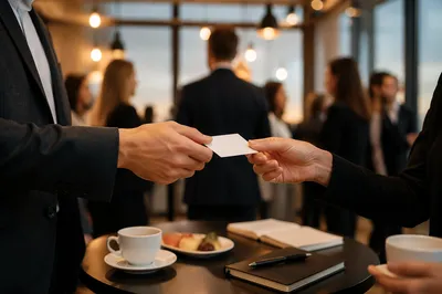 Professional Networking Card Exchange at Conference