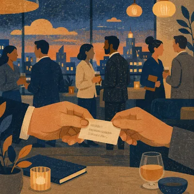 Business Card Exchange at Rooftop Networking