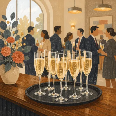 Elegant Networking Reception With Champagne Glasses
