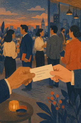 Business Card Exchange at Rooftop Networking