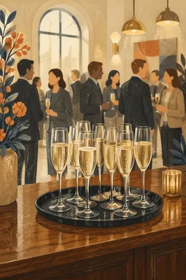 Elegant Business Networking Reception with Champagne