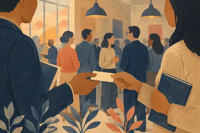 Business Networking Lounge with Blurred Professionals