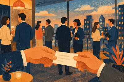 Business Card Exchange at Rooftop Networking