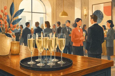 Elegant Business Networking Reception with Champagne