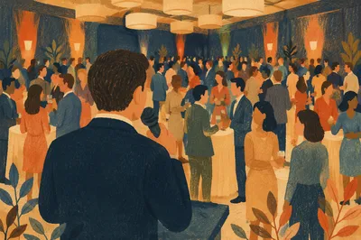 Business Networking Event with Blurred Crowd