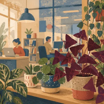 Warm Office Plants in Natural Light