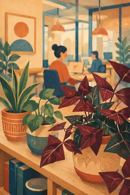 Warm Office Plants in Natural Light