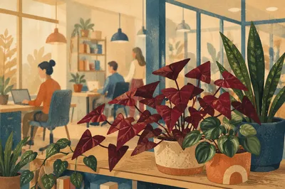 Warm Office Plants in Natural Light