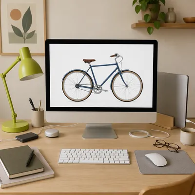 Modern Office Desk With Bicycle Monitor