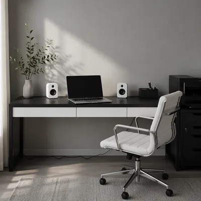 Minimalist Modern Office Desk With Laptop