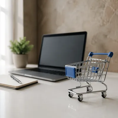 Modern E-Commerce Planning Desk With Mini Cart