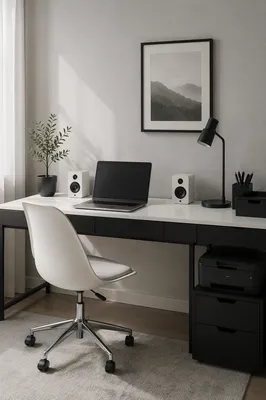 Minimal Modern Office Desk With Laptop