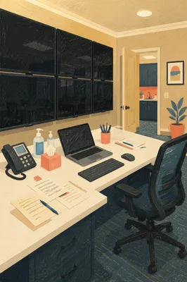 Modern Office Desk With Laptop Workspace
