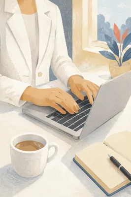 Modern Office Workspace With Silver Laptop