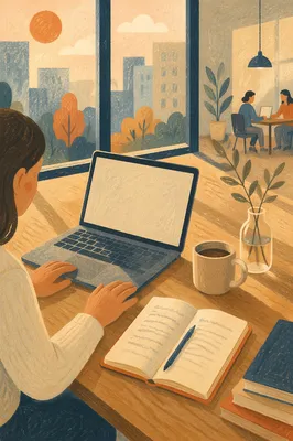 Peaceful Modern Office Desk with Laptop
