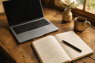 Modern Laptop Desk with Notebook