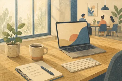 Modern Office Workspace with Laptop Desk