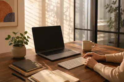 Modern Office Workspace with Laptop Desk