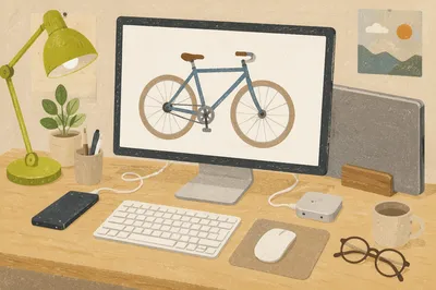 Modern Office Desk With Lime Green Lamp