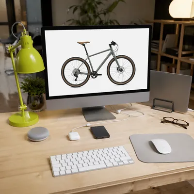Modern Office Desk With Monitor and Laptop