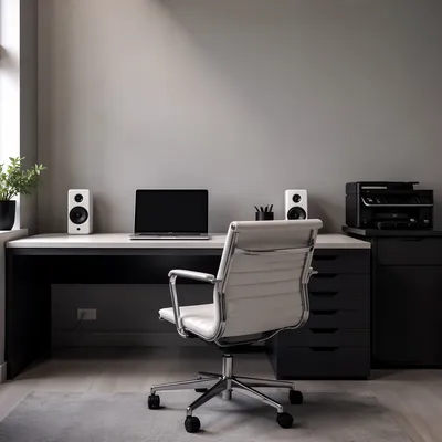 Minimal Modern Office Desk With Laptop