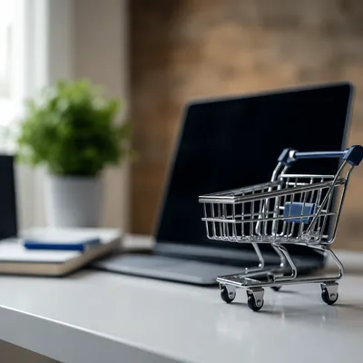 Modern E-Commerce Planning Desk with Laptop