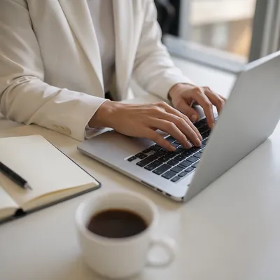 Modern Office Desk With Laptop