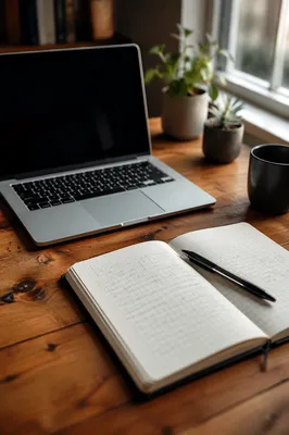 Modern Laptop Workspace on Wooden Desk